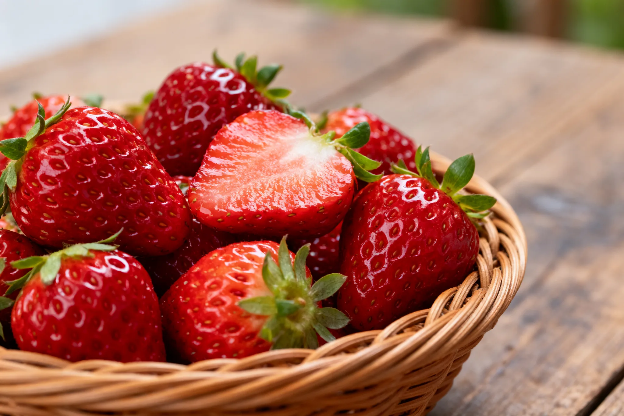 A Basket of Ripe and Juicy Strawberries
